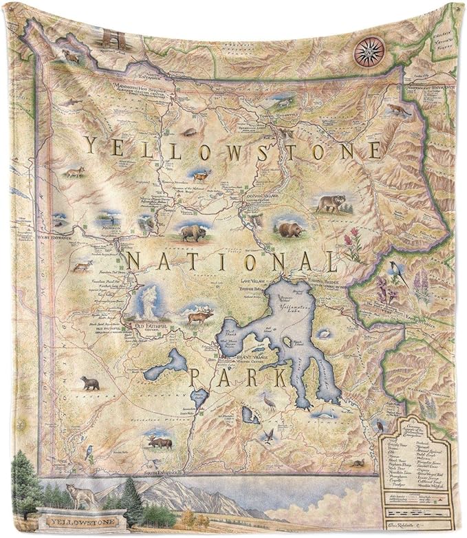 Yellowstone Map Blanket from Xplorer Maps
