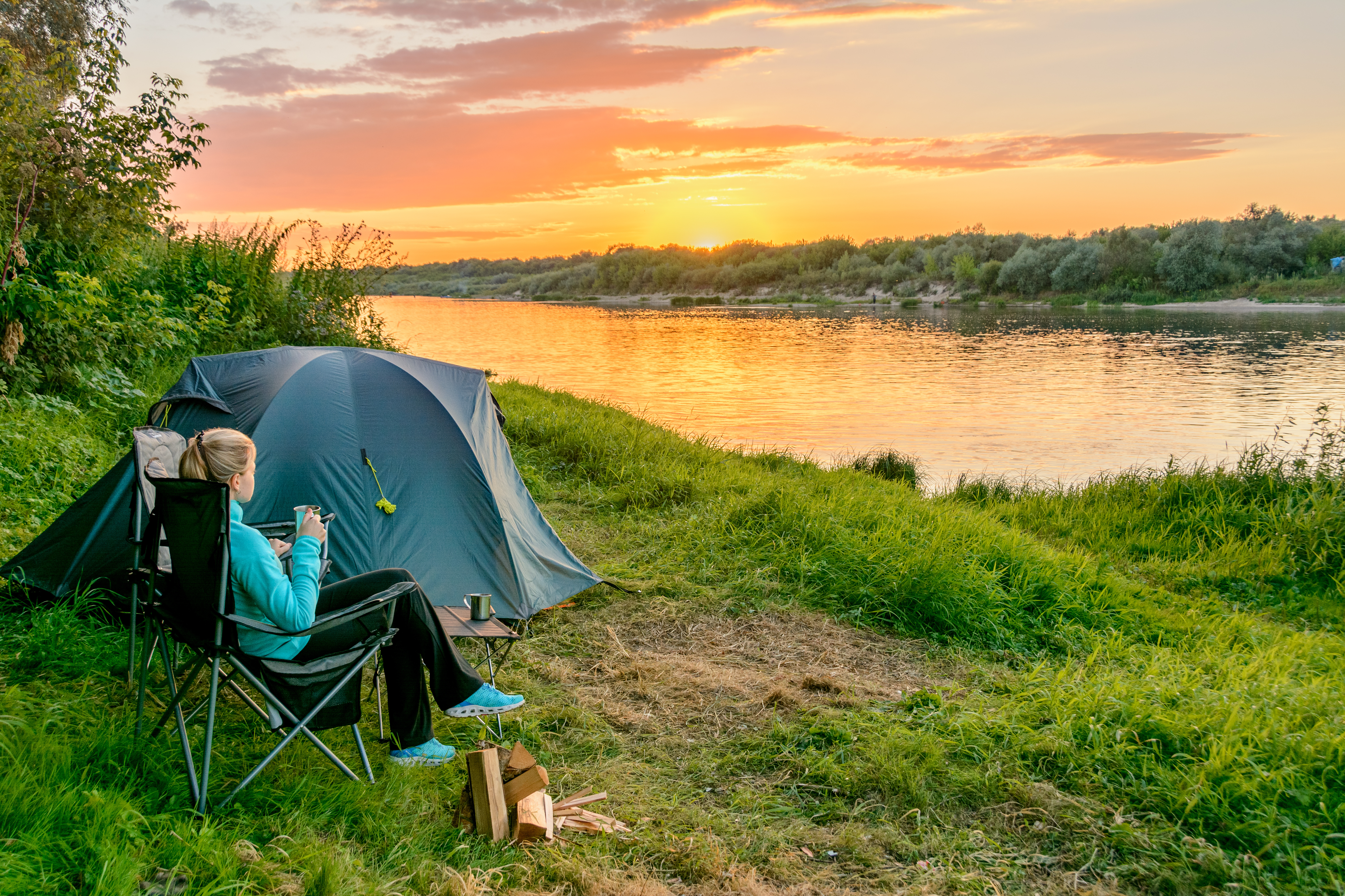 Camping in the outdoors